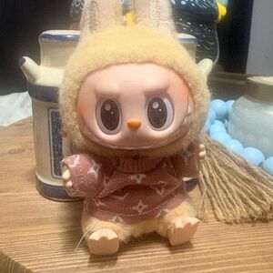 Charming Plush Animal Toy in Tan and Pink